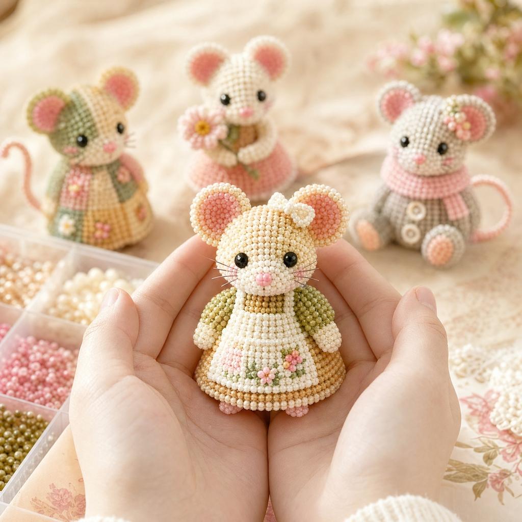 3D Beaded Mouse DIY Kit Complete Craft Set with Step by Step Guide Quality Beads Wire and Scissors for Handmade Animal Models Creative Fun Crafting