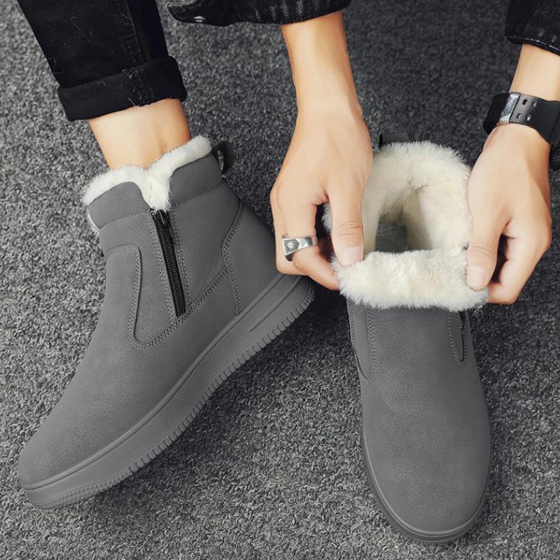 Winter Men Boots Thick Fleece Warm Men Snow Boots Outdoor Non-Slip Cotton Shoes Fashion Comfor Men Ankle Boots Botas Para Hombre