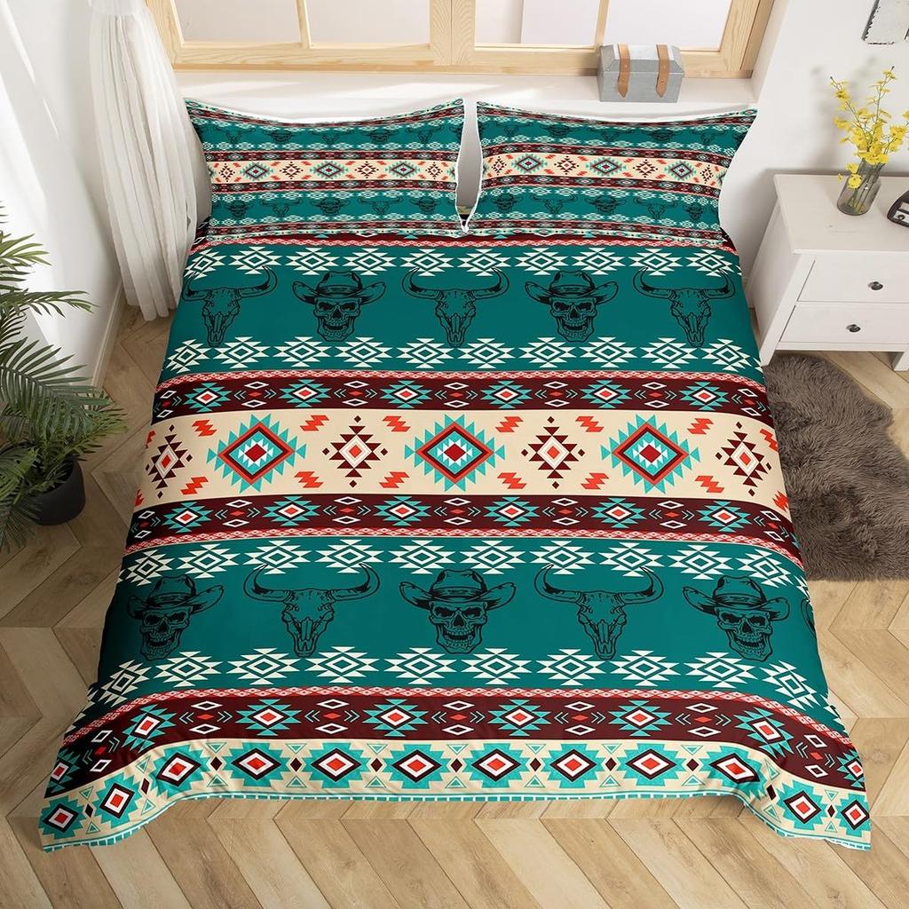 Comforter Geometric Stripes Tribal Style Queen King Size Western Cowboy Style Bedding Set Home Decor 3 Pcs With 2 S
