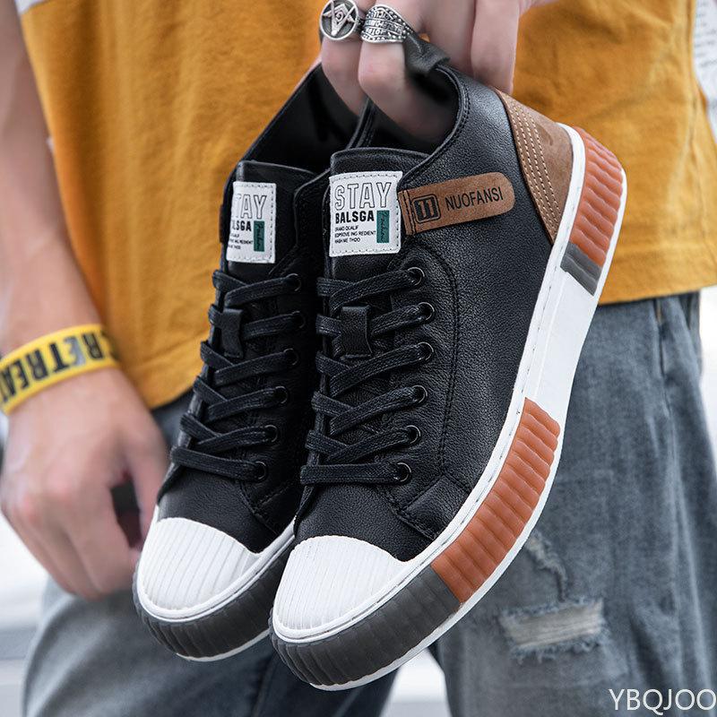 Модная обувь хайтопы из натуральной кожи для мужчин белая черная из натуральной кожи — фото 4