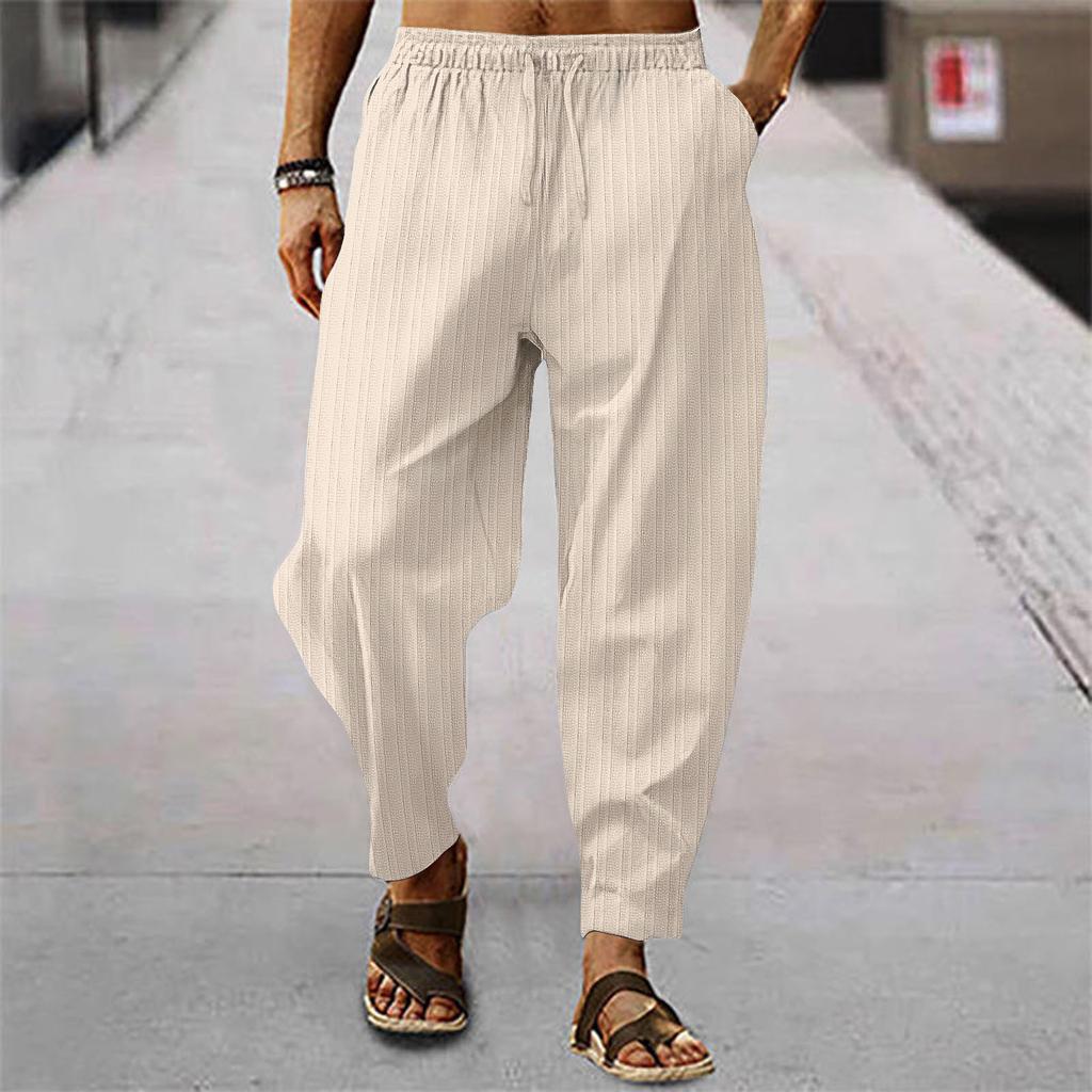 Men's Casual Loose And Comfortable Casual Pants Cotton Linen Buttons Trousers
