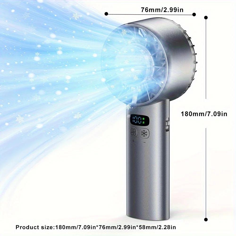 New Mini Fan Air Cooling Handheld Ice Compress Silent Operation Fan100 Speed Adjustable Portable High-Speed Fan USB Charging