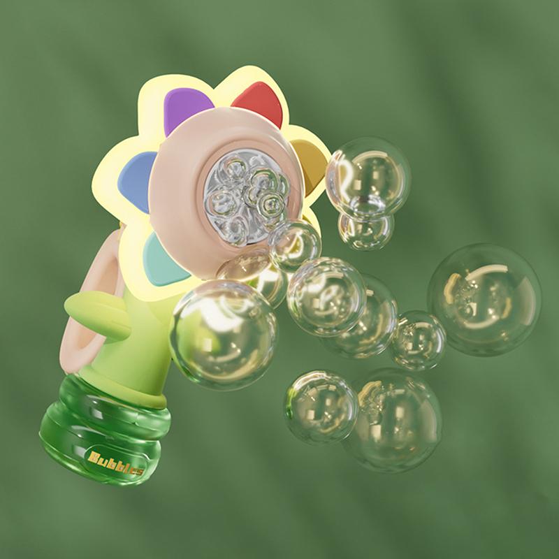 Bubble Machine Toy Electric Automatic Sunflower Shaking Head Adjustment Light Dancing One Key Bubble Maker Toy For Kids