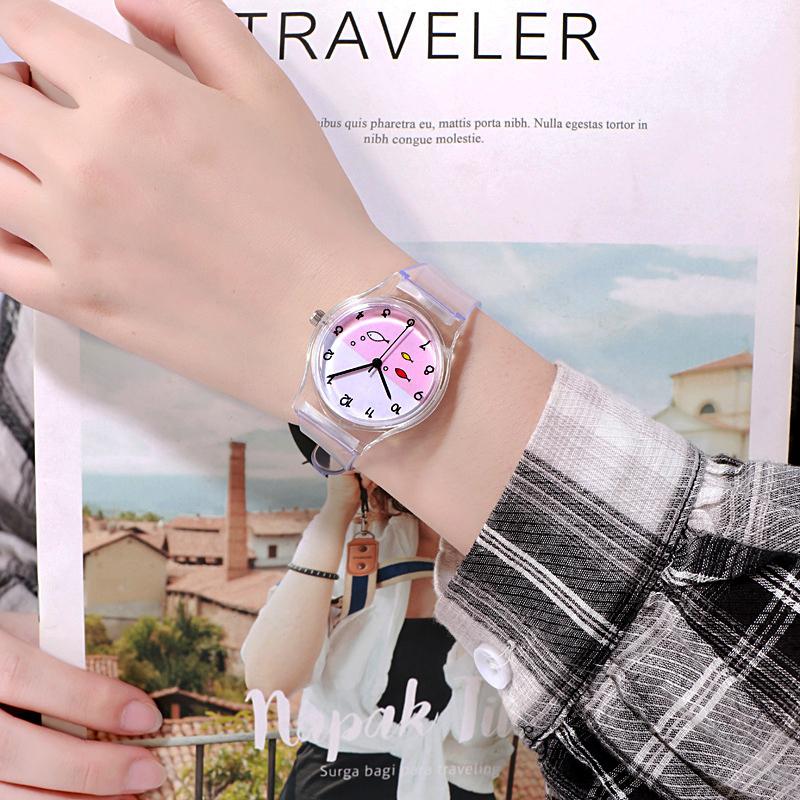 UTHAI CQ69 Kids Quartz Sport watch Jelly For Girls Boys Children women clocks Wristwatch Cartoon Transparent color Simple