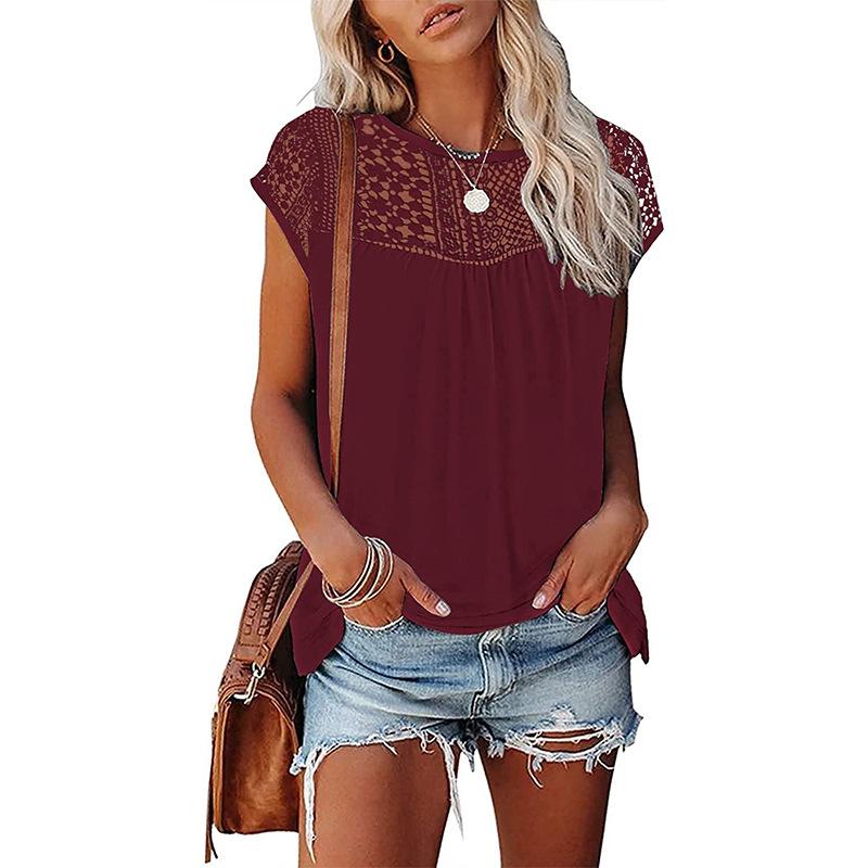 2025 European and American cross-border independent station ebay Amazon women s fashion shirt women s round neck short-sleeved women s T-shirt S