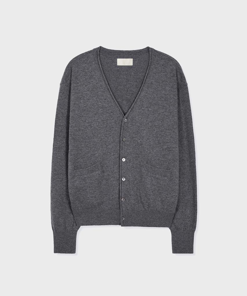 Kyuseu Extra Fine Wool V Cardigan (Melange Gray)