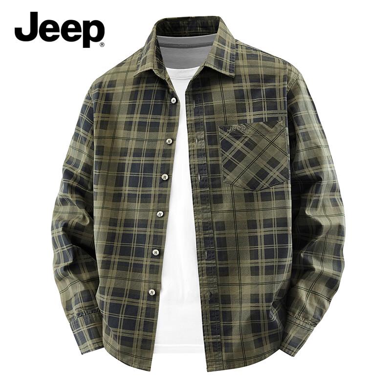 Jeep Men s Casual Plaid Cotton Long Sleeve Shirt 3XL