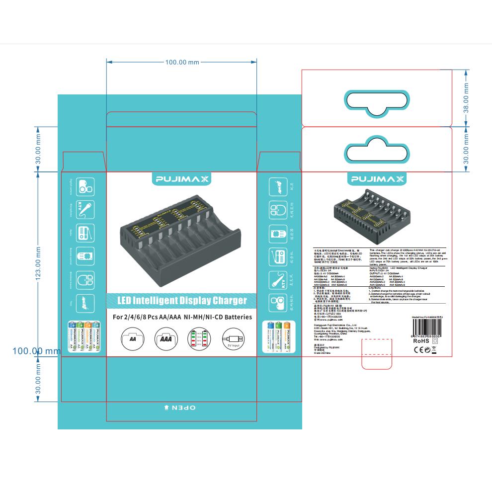 PUJIMAX Intelligent Battery Charger for 1.2V AA/AAA Ni-MH/Ni-Cd Batteries