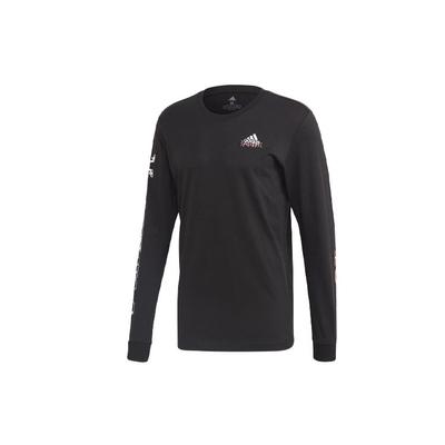 T-shirt Sportiva Girocollo a Maniche Lunghe con Stampa Graffiti Uomo Top Nero FN1717