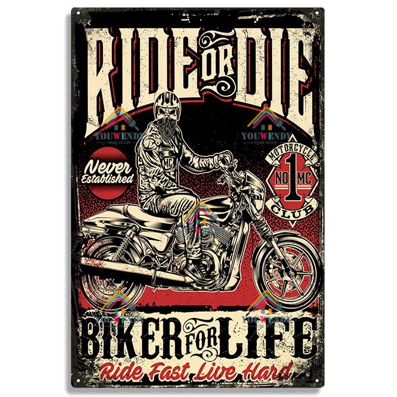 Born to Ride Motorcycle Tin Signs, Retro Metal Sign Plaque, Vintage Wall Decor, Garage, Bar, Man Cave, Decorative Plate