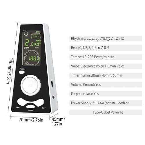 Xtahdge Electronic Digital Metronome with Timer, Universal Electronic Metronome with Volume and Beat Speed ??Control, Battery or USB Powered, for Guit