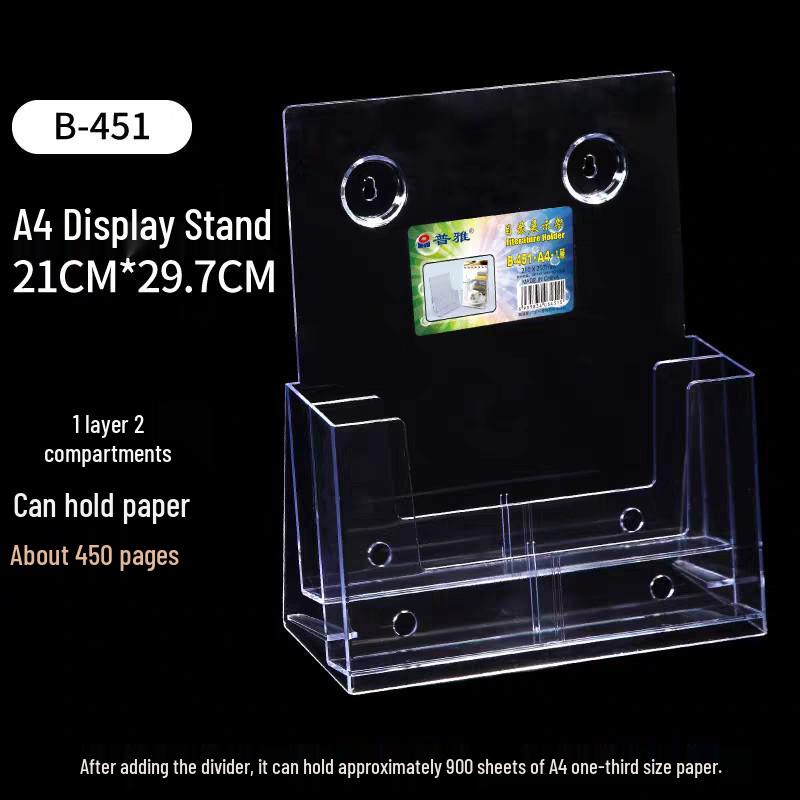 Acrylic Three-Tier Multi-Purpose Display Stand – Wall-Mounted/Desktop A4 Document Holder A6 1 layer 2 slots