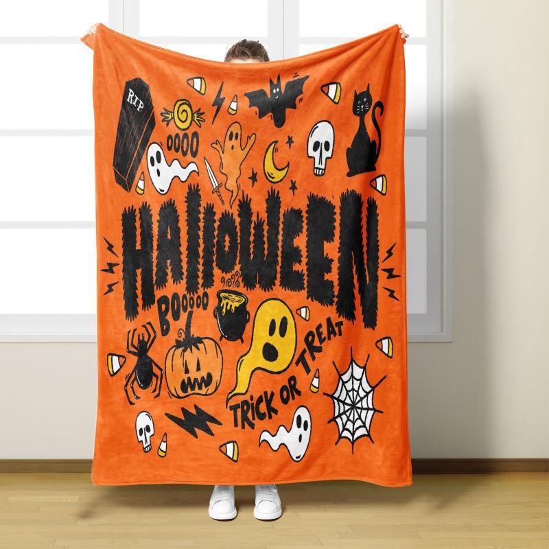 Halloween Ghosts Digitalprinted Polyester Bedroom Velvet Flannel Soft Sofa Cover Blanket Fleece Soft Sofa Cover Blankets