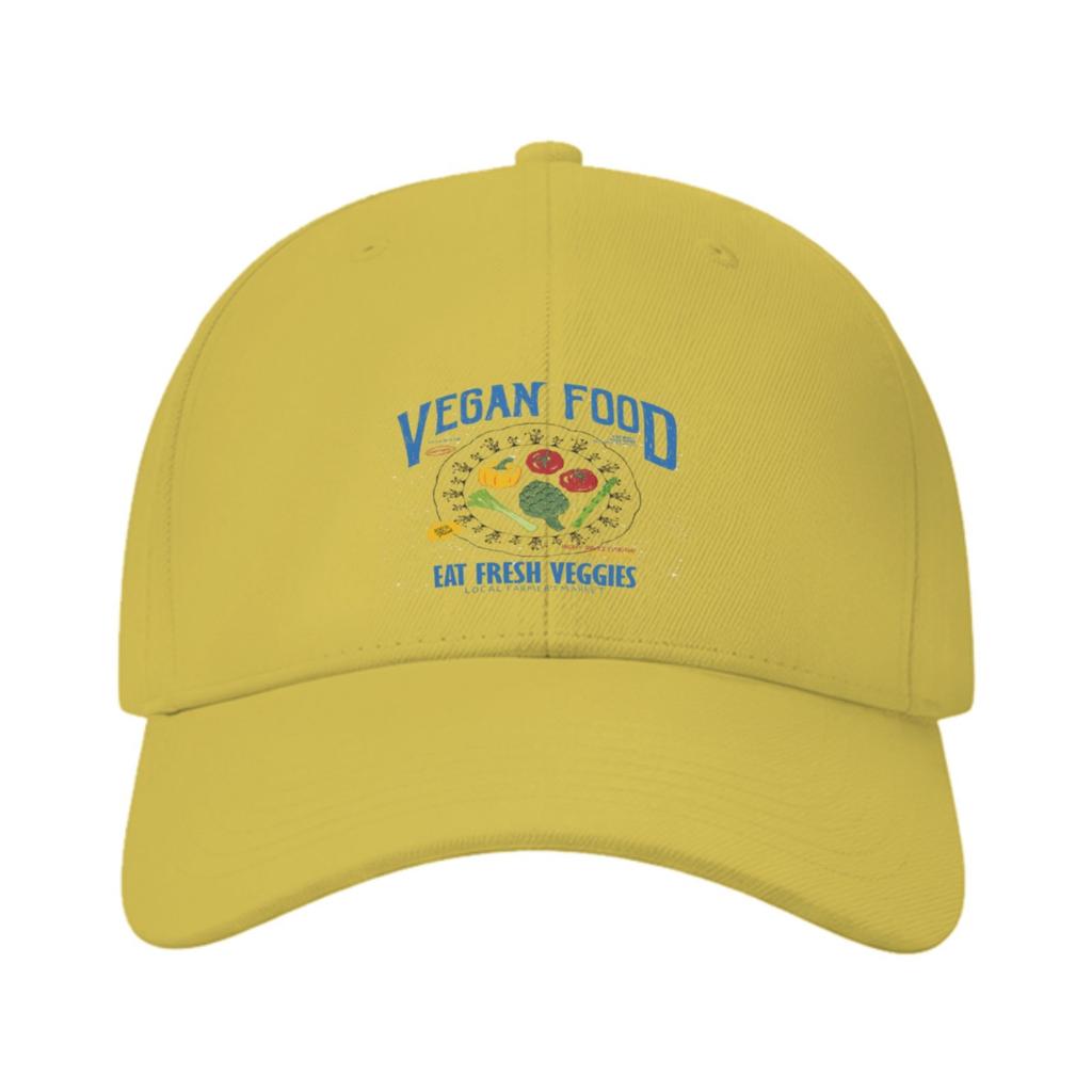 Vegan Food Eat Fresh Veggies Graphic Baseball Cap Casual Cotton Adjustable Hat for Adult