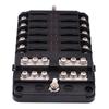 Blocco fusibili per barca marina a 12 Volt, Impermeabile a 12 vie con barra collettrice negativa di terra a 12 vie [100 Amp Max] [Fusibili ATC/ATO] [Indicatore LED] per Auto RV Camion Ecc.