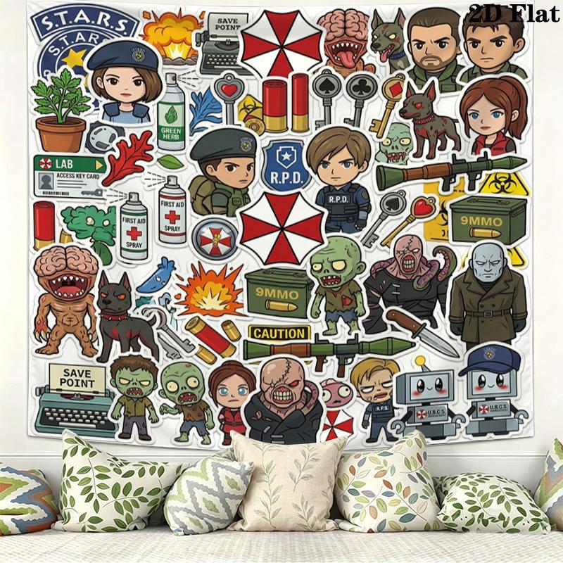 Resident Evil Wall Tapestry Aesthetic Wall Hanging Printed Fabric Blanket Decorative Tapestries For Bedroom Living Room Home Decor