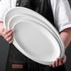 Jingzhou Pure White Ceramic Oval Fish Plates