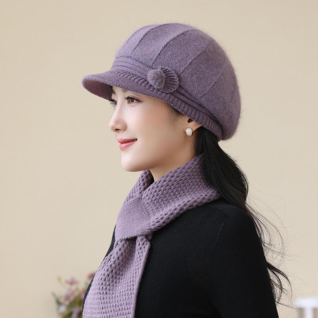 New Autumn and Winter Woolen Hats for The Elderly and Grandma Warm Knitted Hats for Middle Aged and Elderly Mothers Cotton Hats Ladies Hats