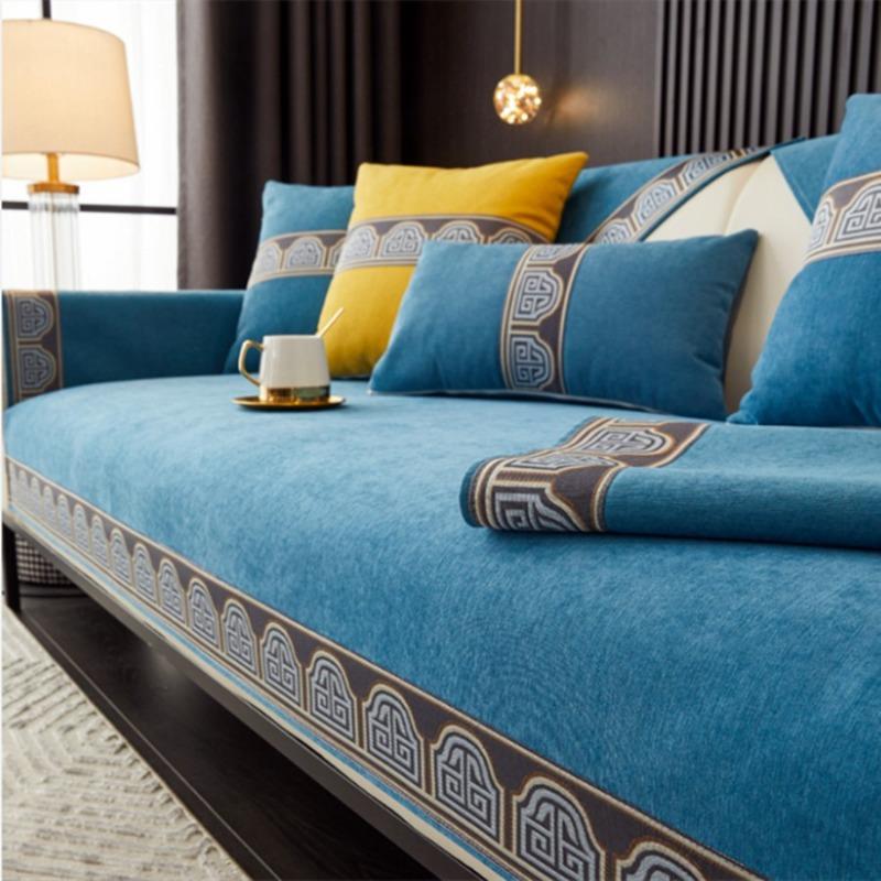 Embroidery Non-slip Sofa Towel Pillowcase Decore Home L-shaped Sofas Cushion Four Season Universal Sofa Cover Home
