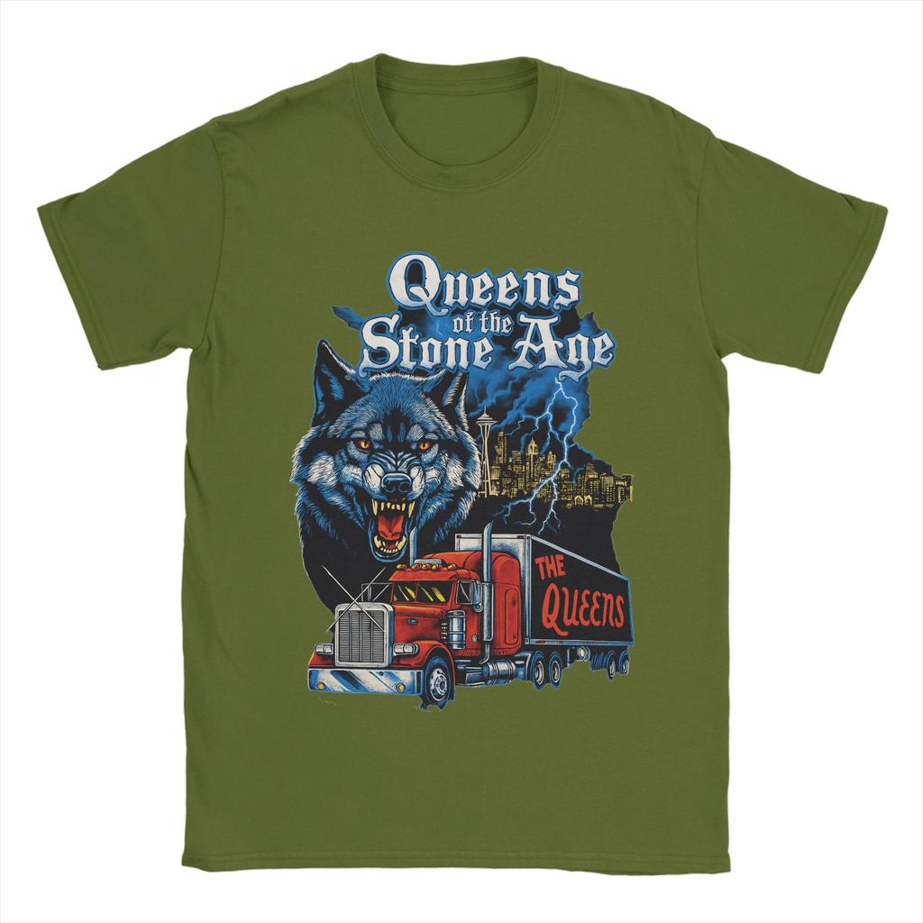 Queens of the Stone Age Musikband T-Shirt Herren Amerikanische Rockmusik Vintage Baumwoll-T-Shirts Sommer-T-Shirts Aufdruck Übergroße Oberteile
