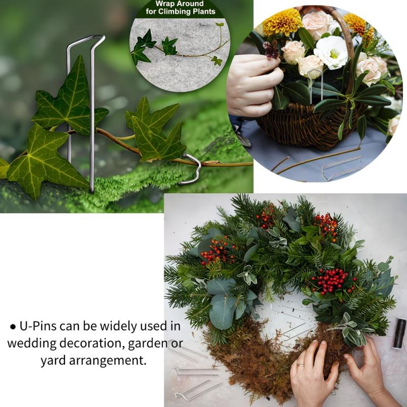 100pcs Metal Floral Pins, 1.81 Inch U Pins for Crafts, Flower Pins Greening Pins, Plant Pins for Indoor Plants, DIY Craft Projects Bouquet