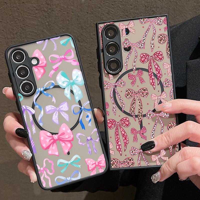 Colorful Bowknots Pattern Case For Samsung Galaxy S26 Ultra S25 Edge S24 Plus S23 S22 S21 FE Magnetic For Magsafe Matte Cover