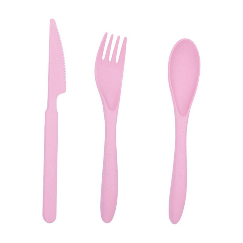 Wheat Straw Knife, Fork and Spoon Portable Three-piece Tableware for Students and Office Workers, Portable Tableware for Traveling and Going Out