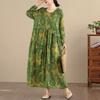 DIMANAF Women Plus Size Spring Summer New 2026 Vintage Long Dress Loose Oversize Long Sleeve Maxi Floral Print