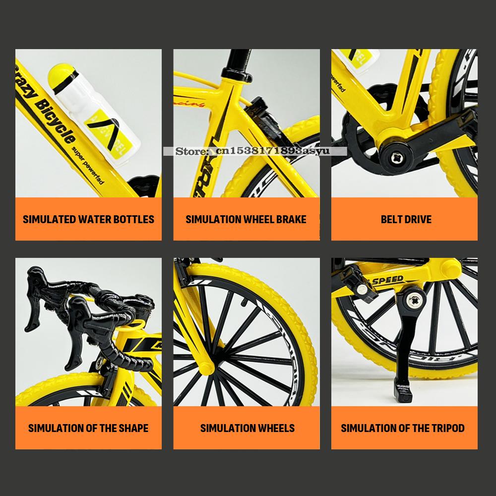 Mini 1:8 New Model Alloy Bicycle Diecast Finger Mountain Simulation Metal Bend Road Bike Collection Gifts Toys for children