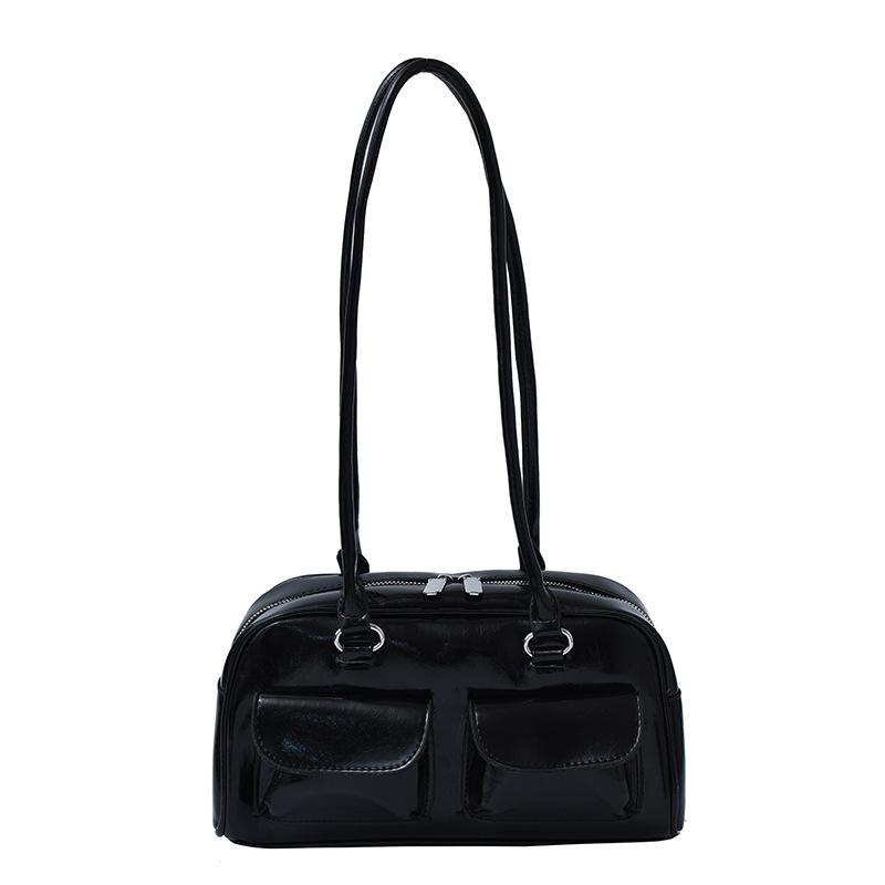 Korean Version of Niche Shoulder Bag 2025 New Fashion Splicing Hand Bag Women's Foreign Style Versatile Underarm Pillow Bag Tide