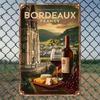 Vintage Bordeaux France Iron Wall Sign  Retro Rustic Metal Decor with Bordeaux Wine  French Landscape Art   IndoorOutdoor W