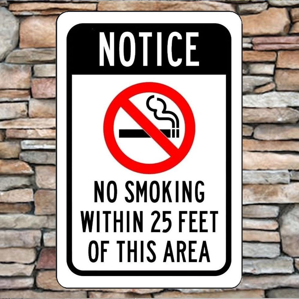 Sztuka Vintage z Blachy, Uwaga - Zakaz Palenia w Odległości 25 Stóp Aluminiowy Znak Metalowy