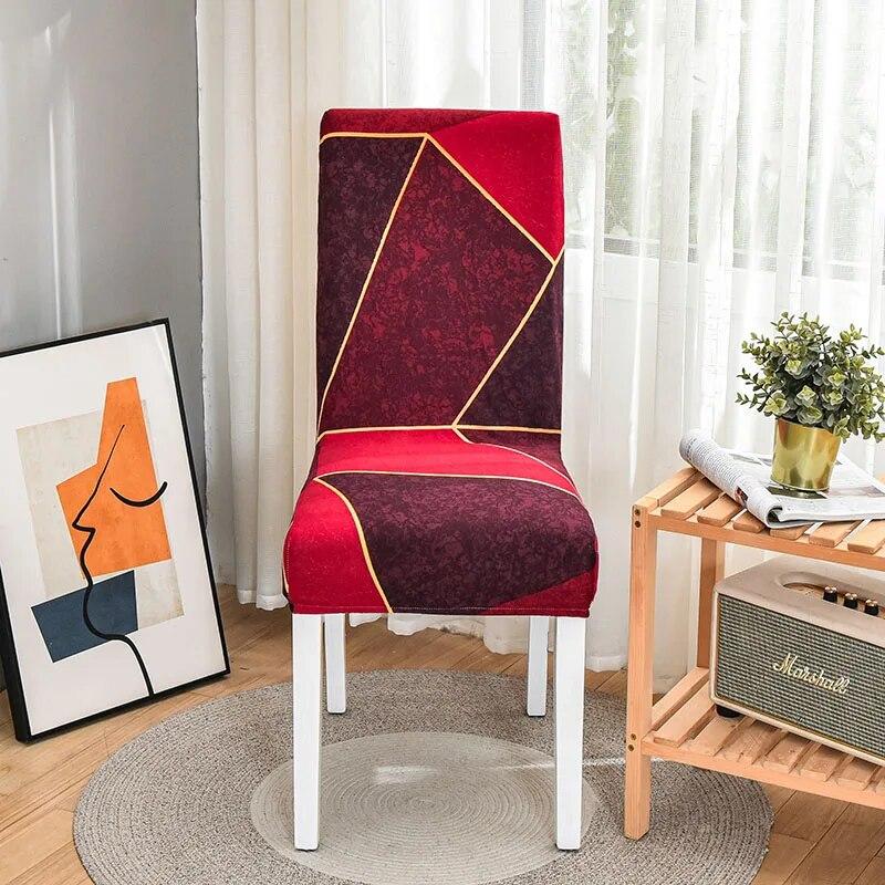 Spandex Wedding Chair Cover Lattice Floral Printed Seat Protector Slipcover for Hotel Banquet Housse De Chaise Dining Room Chair