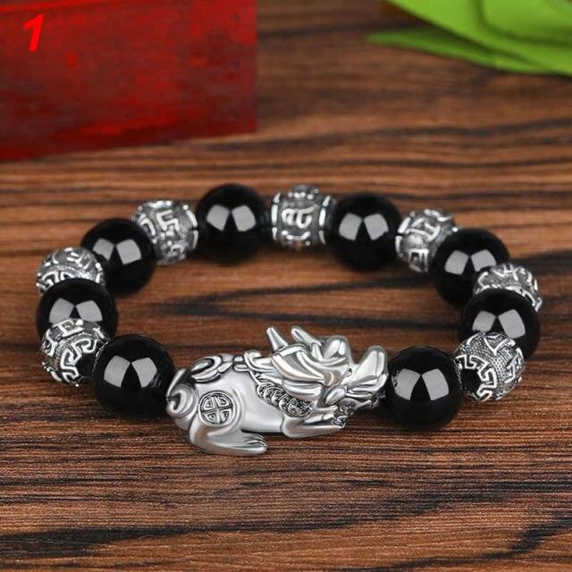 Černý obsidián Budhismus Šest slov Pixiu Pro dámy Korálkové náramky Šťastný amulet Šperky Módní náramek na zápěstí