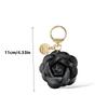 Yogodlns Cute Sweet Synthetic PU Leather Rose Camellia Flowers Bag Pendant For Women Trinket Key Chains Ring Car Bag Charm
