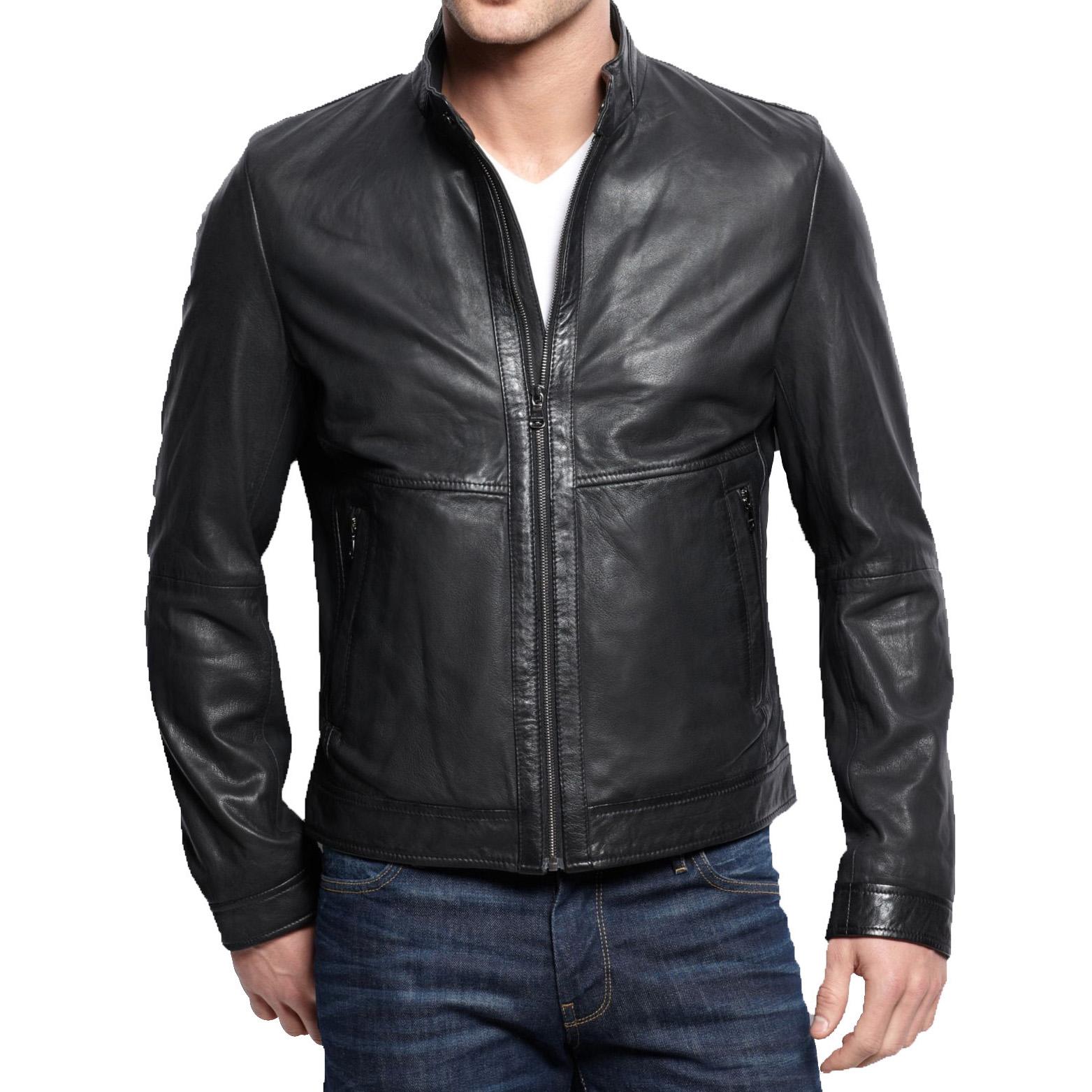 

SkinOutfit Men s Genuine Lambskin Black Leather Jacket Stylish Motorcycle Bomber Biker Outerwear MJ 113 M чорний