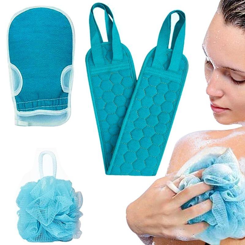 3PCS/set Exfoliating Bath Towel Body Scrubber Exfoliating Gloves Back Scrubber Dead Skin Remover Bathroom Massager Accessories
