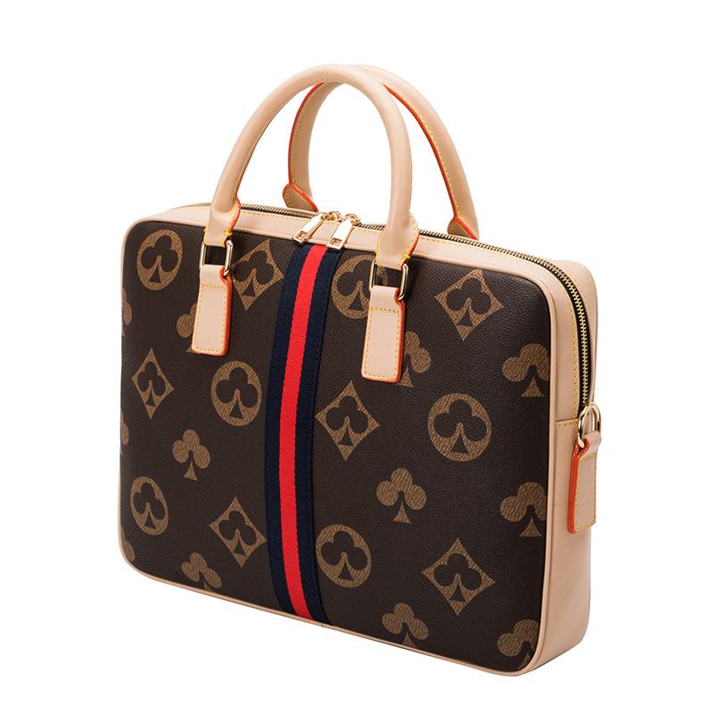 New Classic Print Portable Business Briefcase Large Capacity Computer File Bag Unisex Messenger Bag