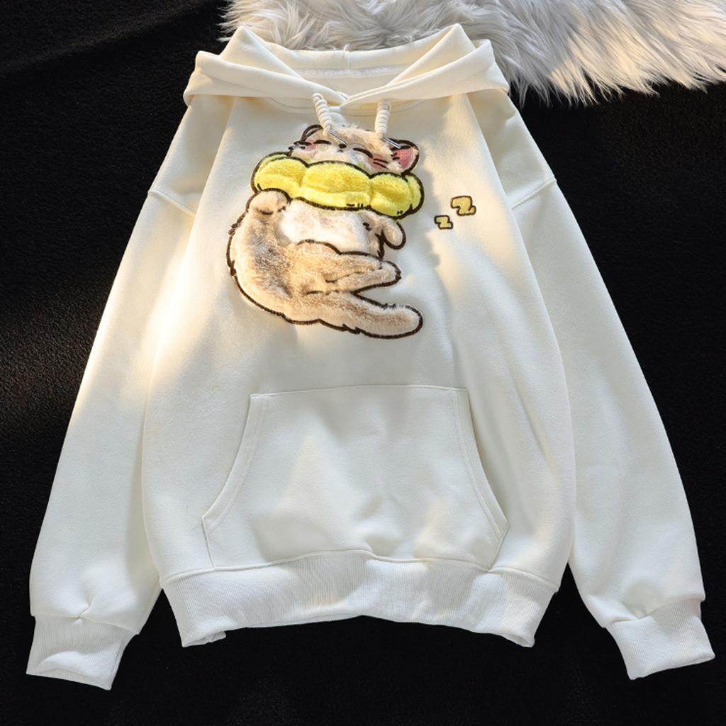 Ladies Fashion Casual Long Sleeve Round Neck Hoodie Pullover Top With  Pockets