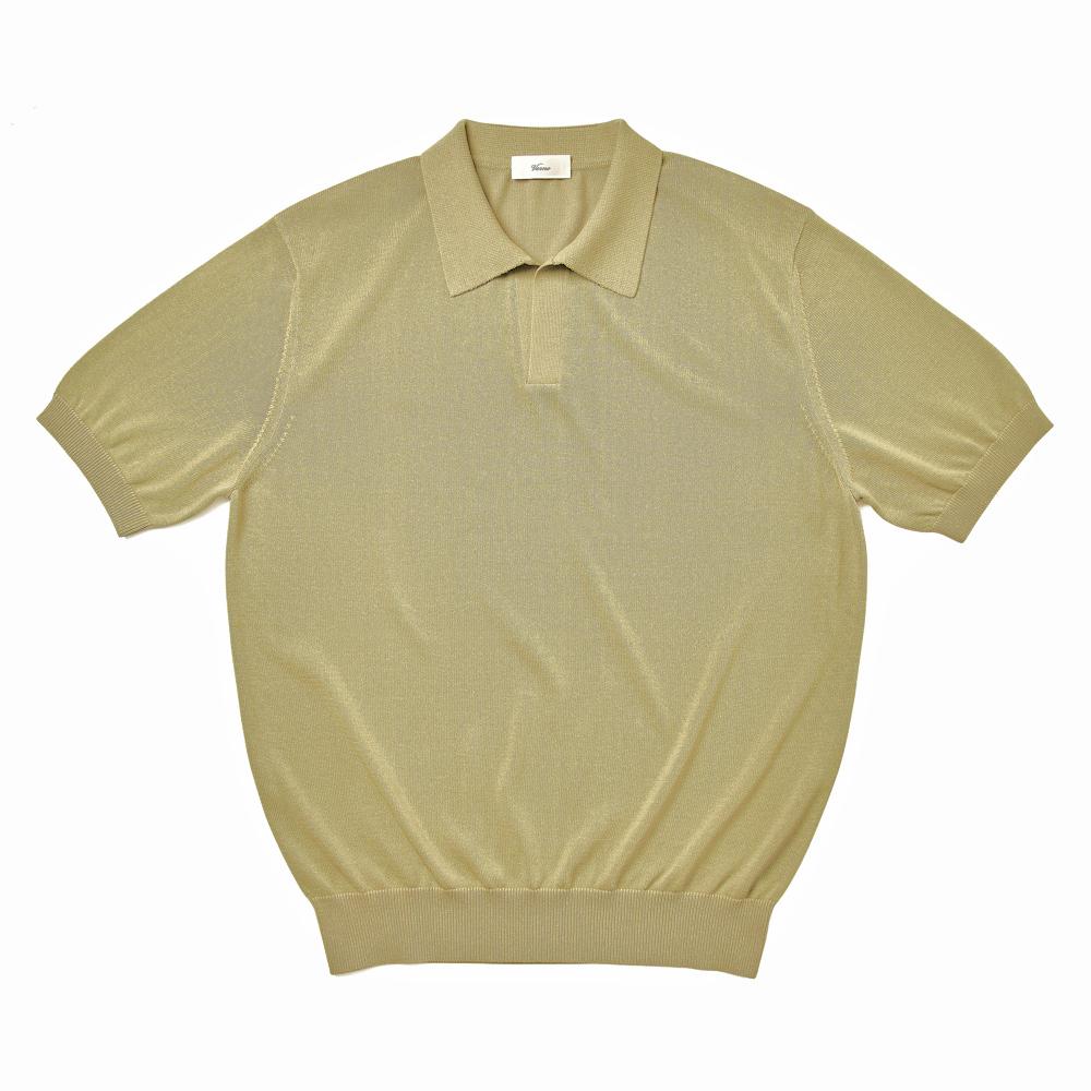 Berno Linen Like Open Collar Knit Olive L