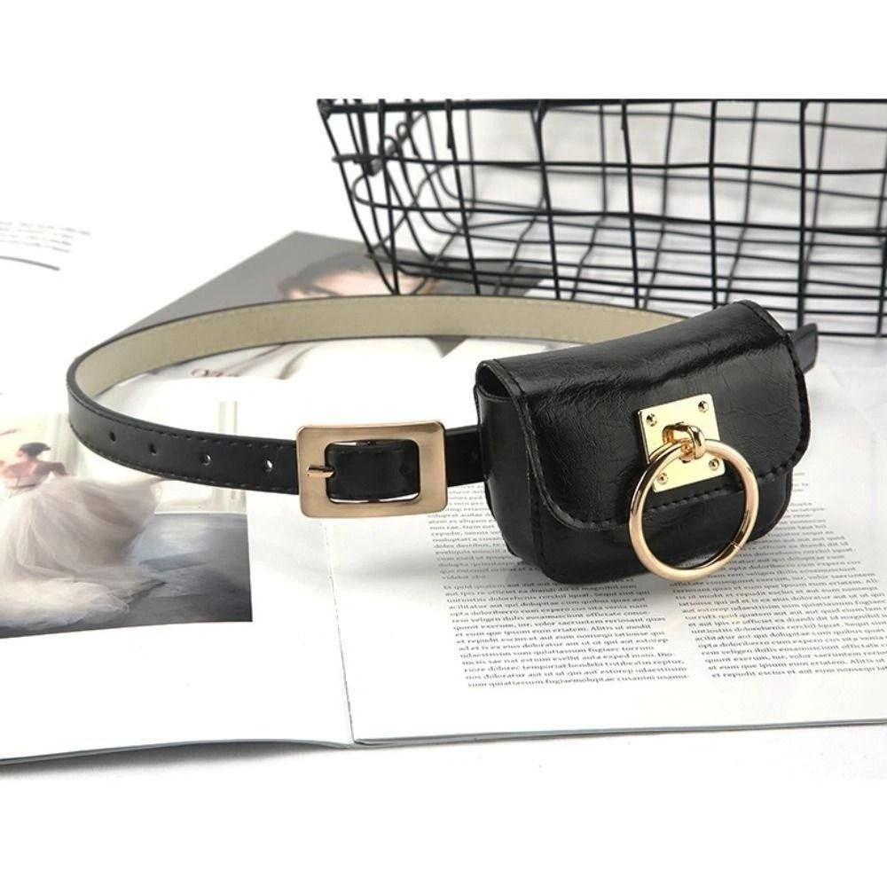 Zinc Zinc Alloy PU Leather Waistband Vintage Waist Bag Fashion Belt with Waist Pack  Streetwear