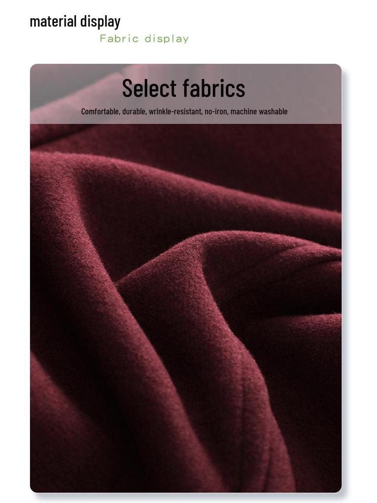 Ancola Women's Red Wool Pants: Soft, Cozy Straight-Leg Wide Pants for Autumn/Winter 2024