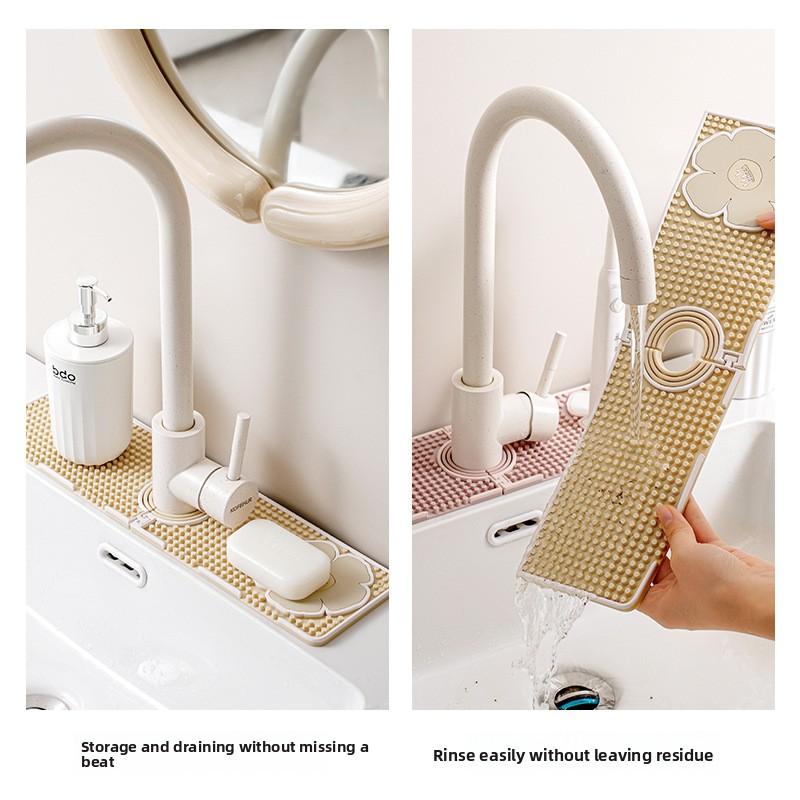 Podkładka pod kran kuchenny, Wielofunkcyjna silikonowa podkładka do przechowywania przy zlewie, zapobiegająca rozpryskiwaniu, Podkładka drenażowa antypoślizgowa