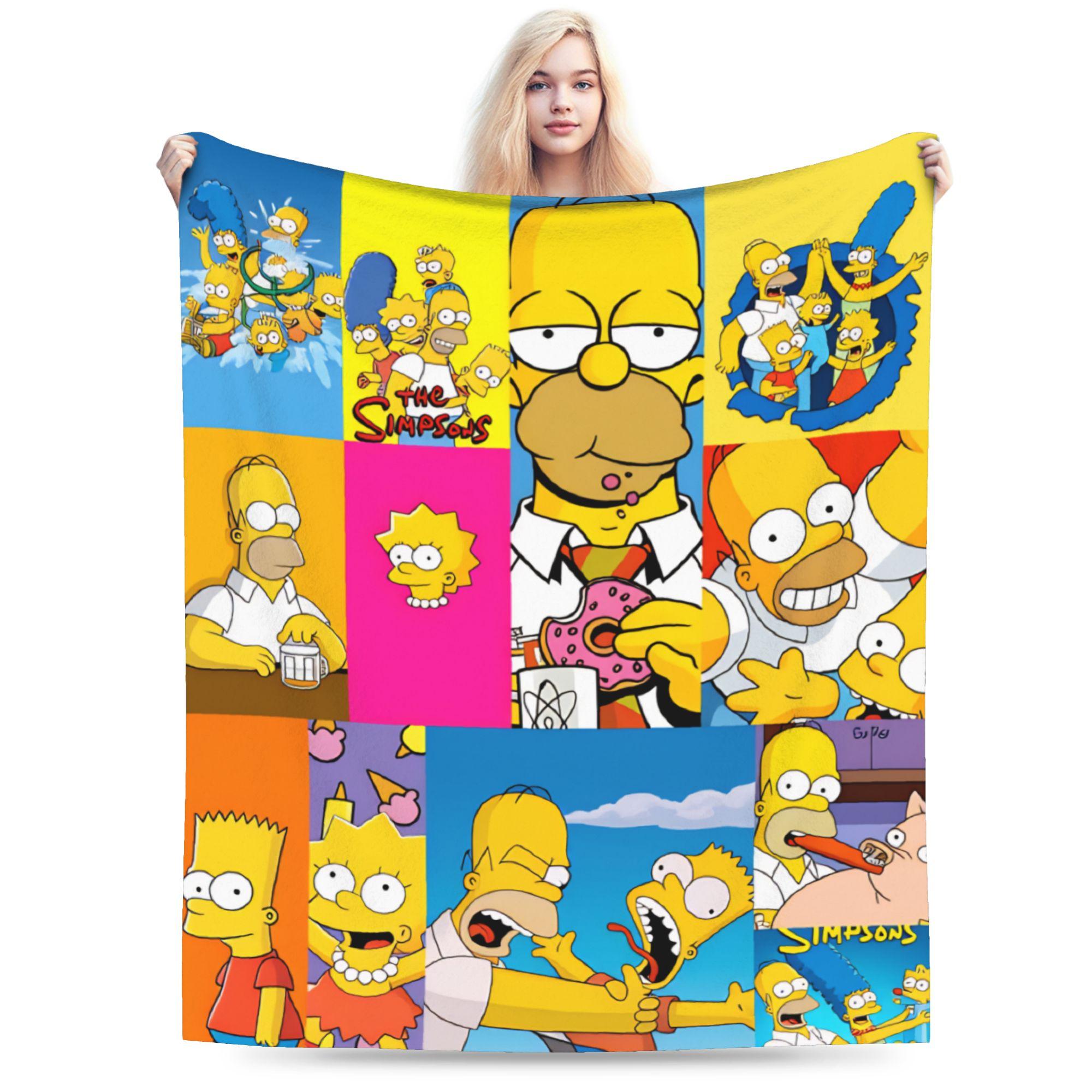 Soft Comfy Blanket Travel Homer S-Simpson Cartoon Head Portrait Throw Blanket Pattern Bedspread For Living Room 75x90cm