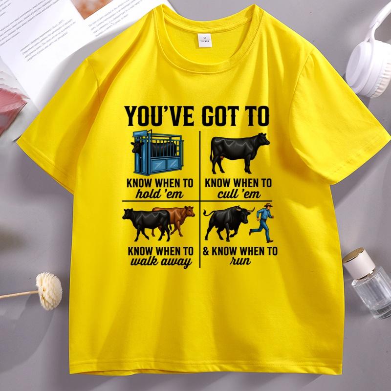 Funny Rancher Graphic Tee Cow Printed T Shirt Cotton Short Sleeve Round Neck Tshirts Male Comfortable T-shirt