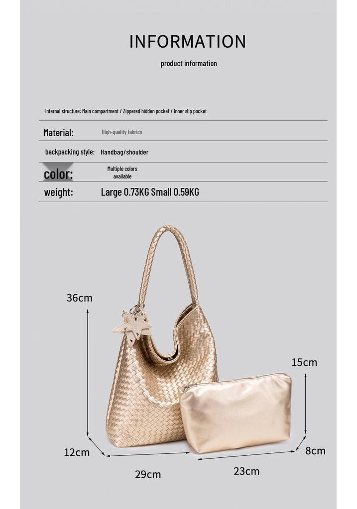 Summer 2026 Woven Texture Shoulder Bag: Large Capacity, Daily Commute Essential, Versatile Fashion for Mother and Daughter