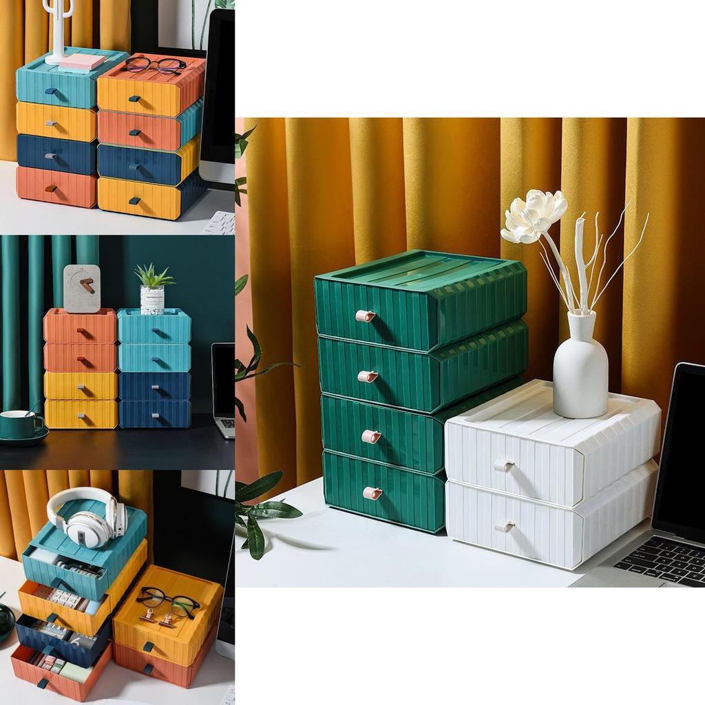 Durable Desktop Organizer Storage Box With Mini Drawer For Cosmetics And More