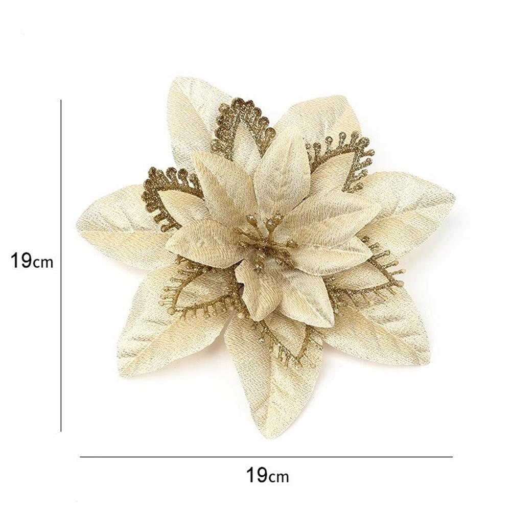 

Artificial Flowers Festive Christmas Flowers Holiday Decor Glitter Xmas Ornaments For New Year Party Home Decorations Christmas золотой