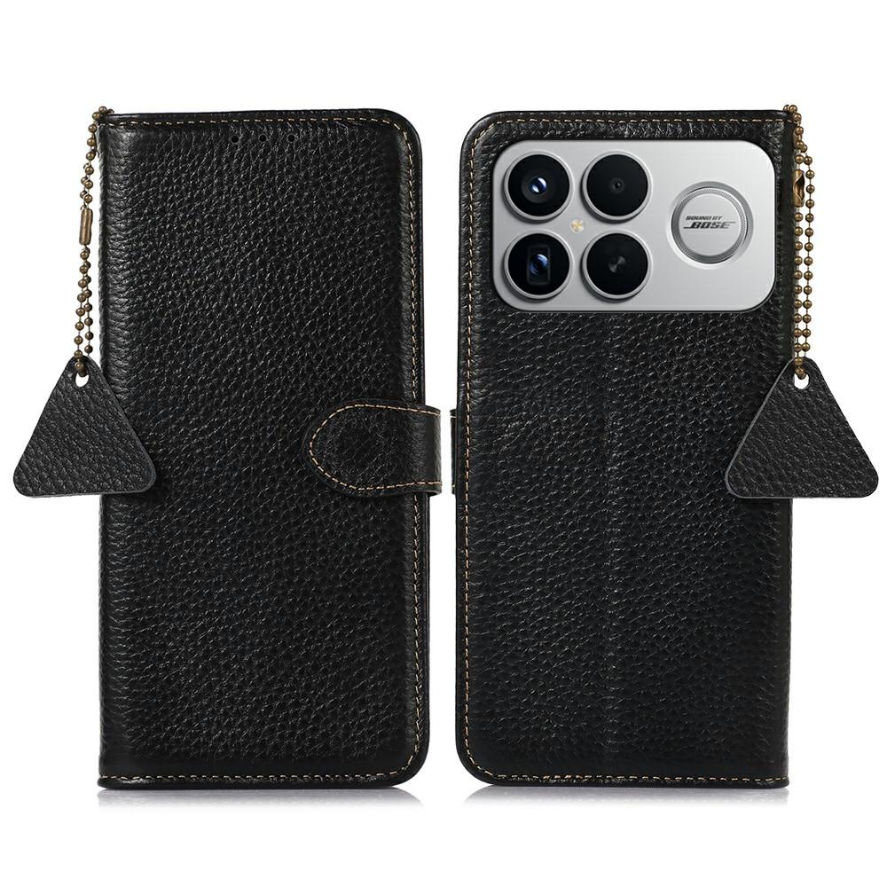 

For Xiaomi Poco F8 Ultra/Redmi K90 Pro Max 5G Case RFID Blocking Genuine Cow Leather Phone Cover Litchi Texture