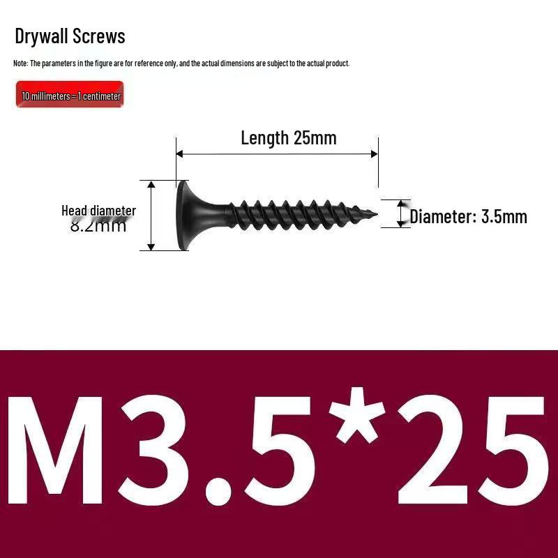 High-Strength Black Phosphated Drywall Screws with Fine Thread for Ceiling & Woodworking